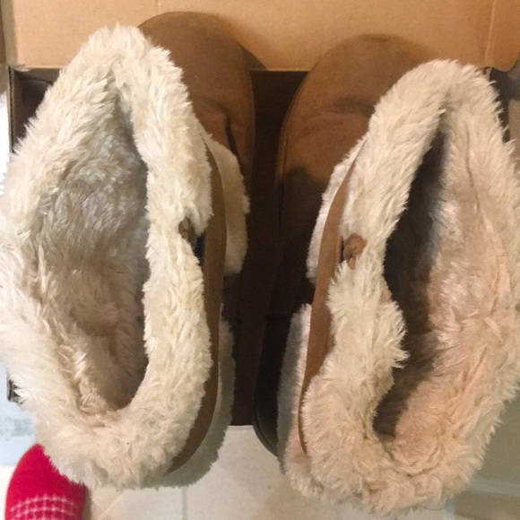 SALE! Camel Color Faux Fur-Lined Boots with Gold Buckle - Picture 3 of 5